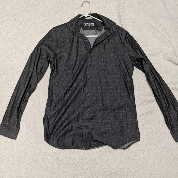 Express fitted grey button down shirt small (S) - Picture 1 of 3